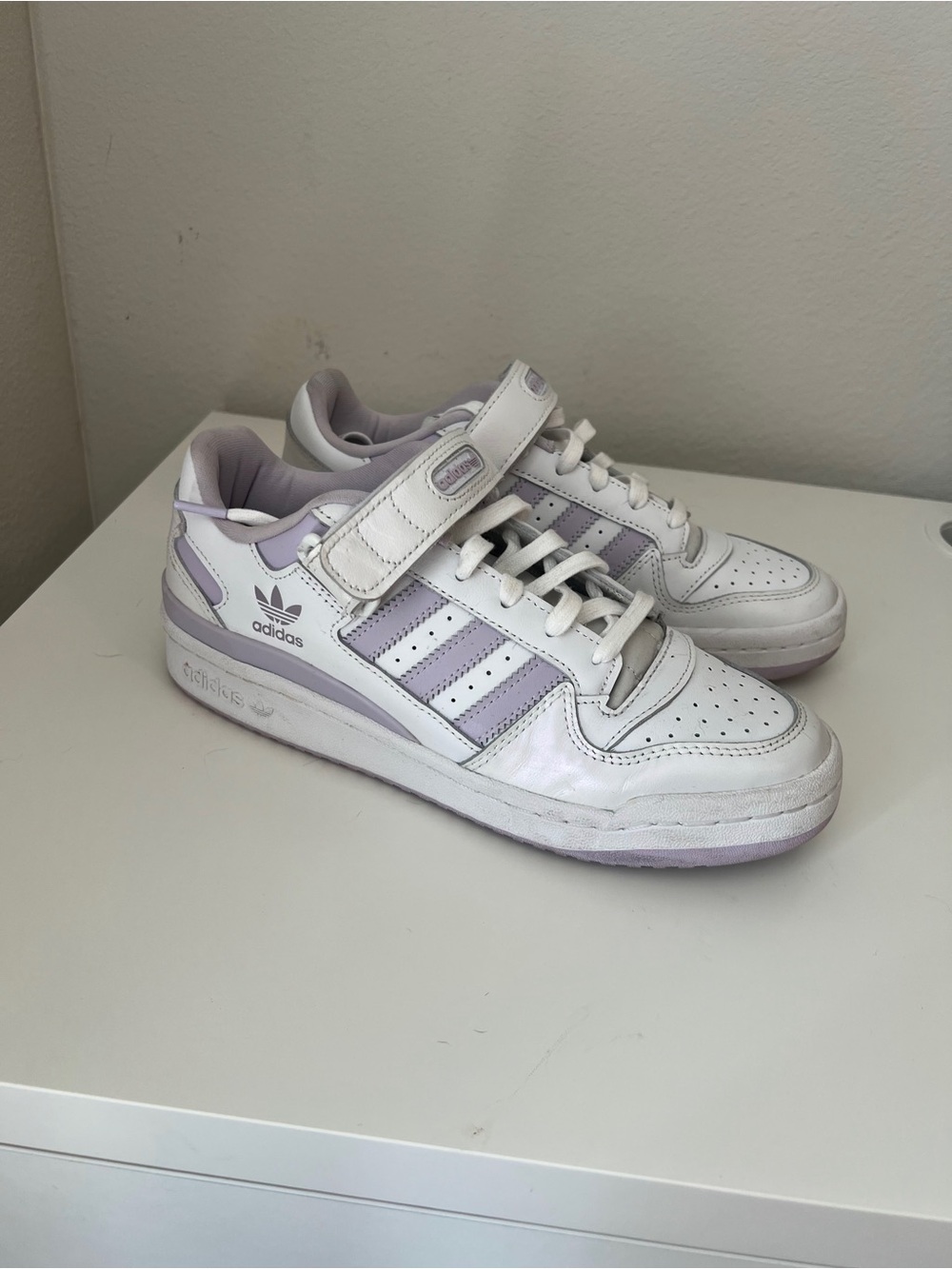 Adidas Forum Low White Purple Strap Sneakers Women's Size 8.5 UK 7